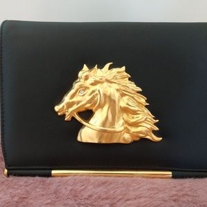 Vintage Black and Gold Shoulder Bag